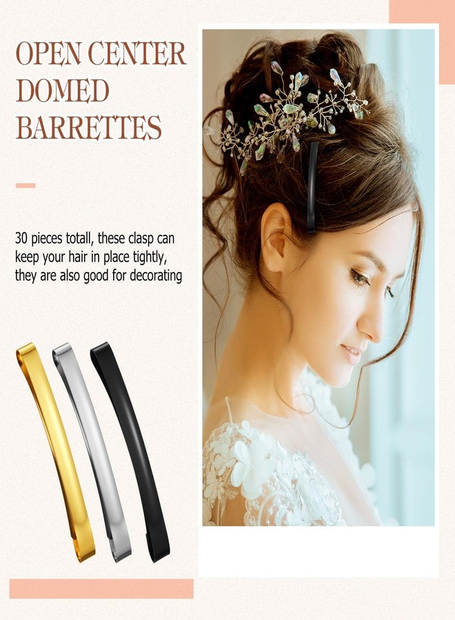 Hotop 30 Pieces Open Center Metal Barrettes Anti-slip Metal Hair Clip for Women, Assorted Colors(Slide Barrette,Black, Silver, Gold) - Image 5